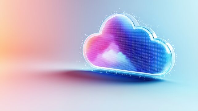 AI-driven cloud computing front view automating document processing with intelligent algorithms sci-fi tone Colored pastel