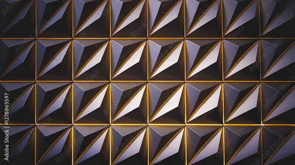Poster geometric symmetry: a captivating pattern of repeating geometric shapes with triangular facets creat