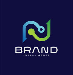 Letter N Connect Technology Logo Vector Icon Illustration Design