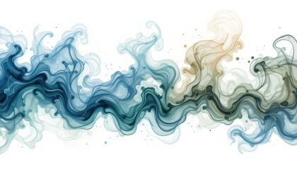 Flowing Abstract Waves in Blue and Green Tones with Soft Whirls and Gradients for Artistic Backgrounds and Designs