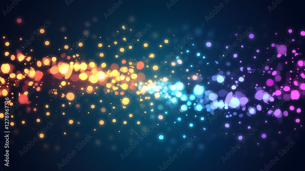 Poster abstract light burst: a captivating visual of a vibrant array of multicolored light particles, creat