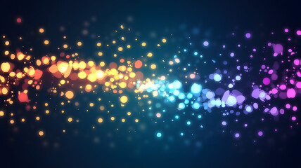 Abstract Light Burst: A captivating visual of a vibrant array of multicolored light particles, creating a sense of energy and dynamic movement across a dark background.