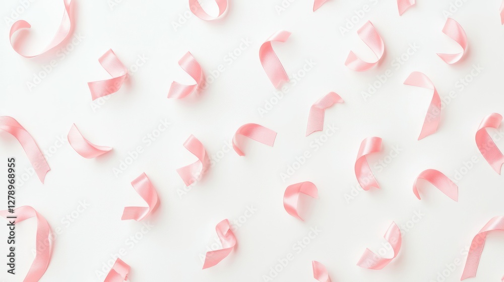 Aufkleber a simple flat design of a pink ribbon pattern scattered across a white backdrop.
