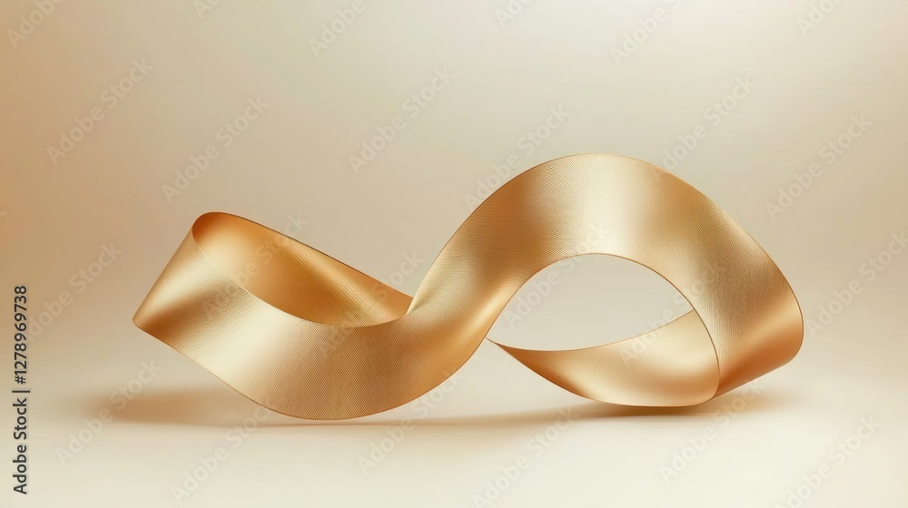 Poster A single golden ribbon vector with smooth curves, creating an elegant look. 