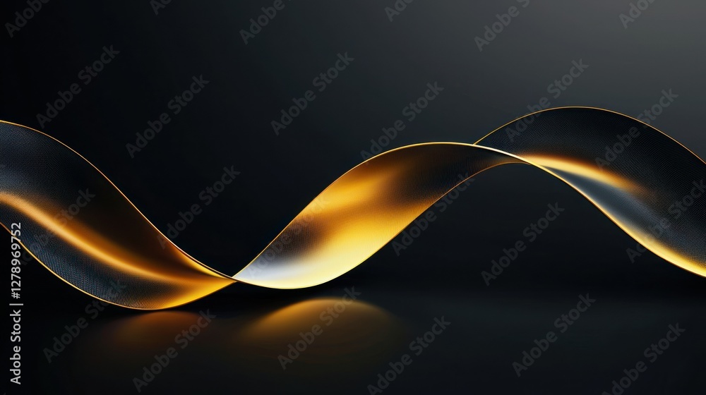 Poster A single golden ribbon vector with smooth curves, creating an elegant look.