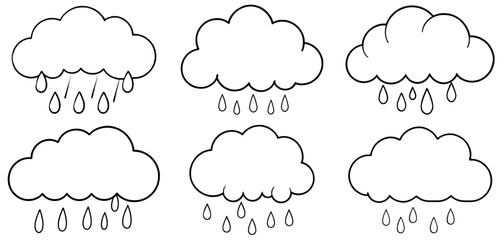 Rain Cloud Outline Coloring Page Printable Line Art Drawing