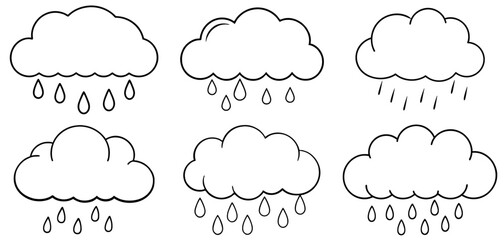 Rain Cloud Outline Coloring Page Printable Line Art Drawing