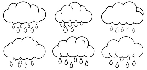 Rain Cloud Outline Coloring Page Printable Line Art Drawing