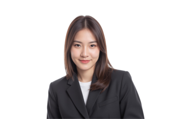 Empowering Leadership: Businesswoman Manager in a Portrait Concept. Professional woman in a suit with a confident smile, isolated on transparent background