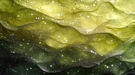 Green bokeh background. Beautiful green background with glitter and blurred and focal lights. Depth of field sparkling green bokeh with light effects.