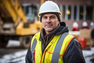 Fototapeta premium Portrait of a male construction manager on site
