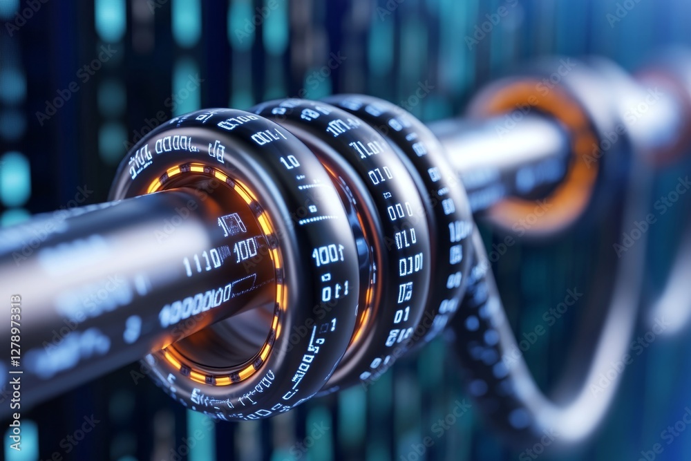 Poster abstract network with random programming code, web and software development concept, futuristic technology, digital connectivity, cyber space 3d render