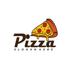 Delicious pizza Melting Logo Design Cheese Food