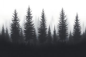 Obraz premium Misty Forest Silhouette - Perfect for Nature Backgrounds