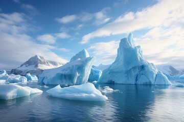 Icebergs melting in the ocean