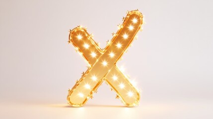 Golden X letter lights studio background