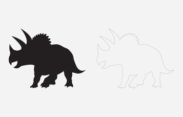Dinosaur silhouette vector art Illustration Isolated on white background
