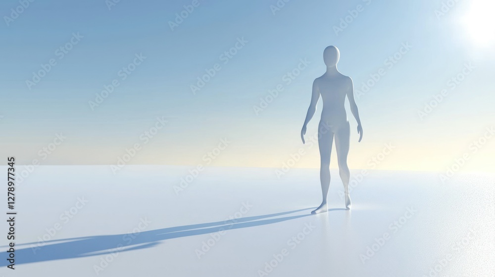 Poster a stylized 3d human with minimal features, suitable for abstract designs.