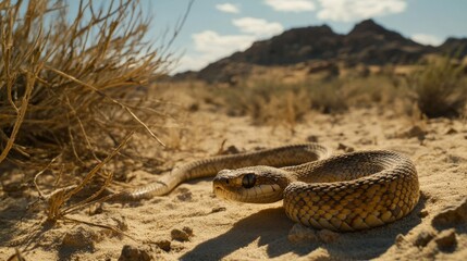 Desert Snake in Arid Landscape
