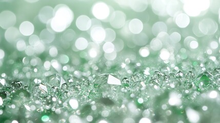 Obraz premium Green bokeh background. Beautiful green background with glitter and blurred and focal lights. Depth of field sparkling blue and green bokeh with light effects.