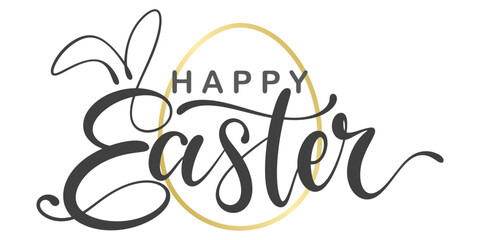 Happy easter text lettering . Handmade calligraphy vector illustration. Easter day card