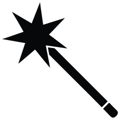 Magic wand star black silhouette vector illustration,magic stick,birthday vector,unique magic vector on white background