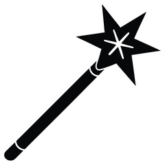 Magic wand star black silhouette vector illustration,magic stick,birthday vector,unique magic vector on white background