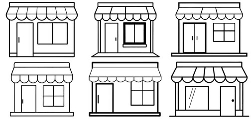 Shop Window Outline Coloring Page Printable Line Art Drawing
