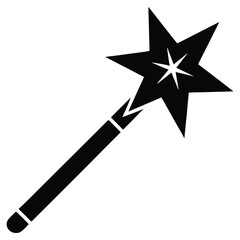 Magic wand star black silhouette vector illustration,magic stick,birthday vector,unique magic vector on white background