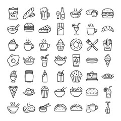 Food and Drink Icons Breakfast, Lunch, Dinner, Snacks, Beverages