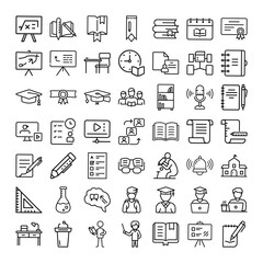 Education Icons Learning, Teaching, Books, Study, Classroom, Knowledge, Graduation, Research, School