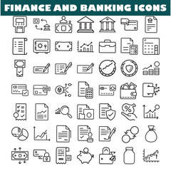 Finance Banking Icons Money, Payments, Investments, Banking, Finance, Growth, Security, Transactions