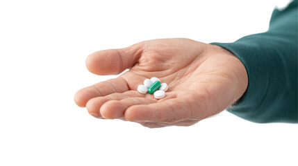 Hands Holding Various Pills and Capsules &ndash; Healthcare and Medicine