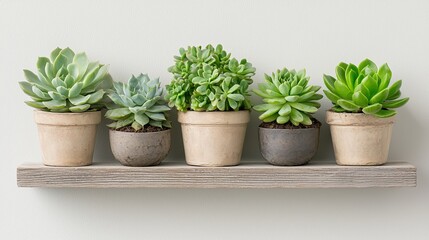 Modern interior succulent garden displayed on floating shelves cozy home decor stylish living space minimalist concept