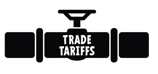 Trade tariffs with oil, gas, conflict slogan. Import or export.