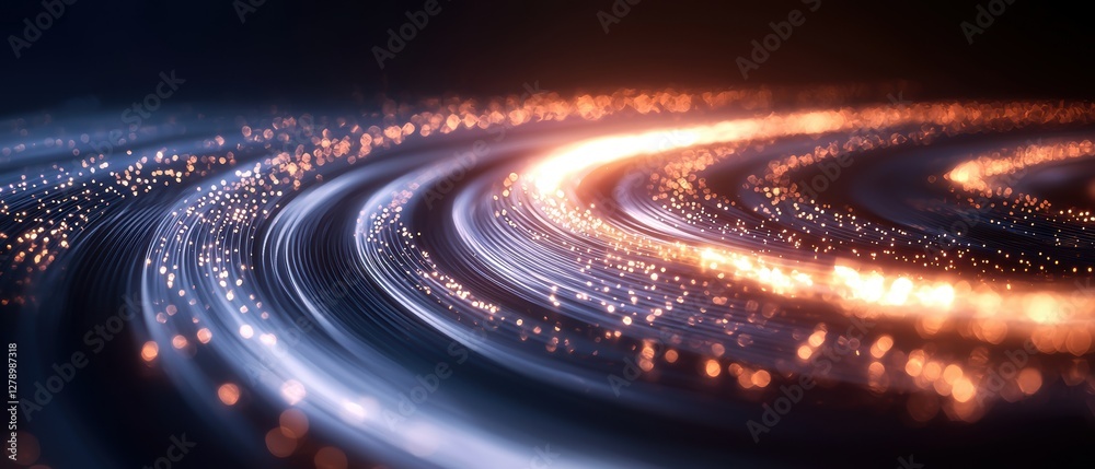 Poster a mesmerizing swirl of glowing particles in vibrant colors, creating a dynamic visual effect that su