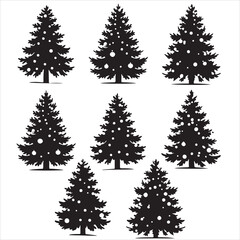 set vector various fir tree silhouettes