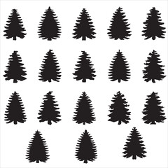 Fototapeta premium set vector various fir tree silhouettes