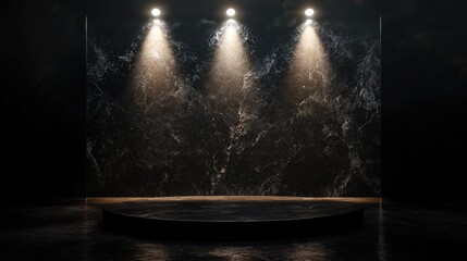 Obraz premium Abstract dark space background. Product showcase with spotlight, Black studio room background, Empty space studio dark room with spot lighting in black background. Use as montage for product display.
