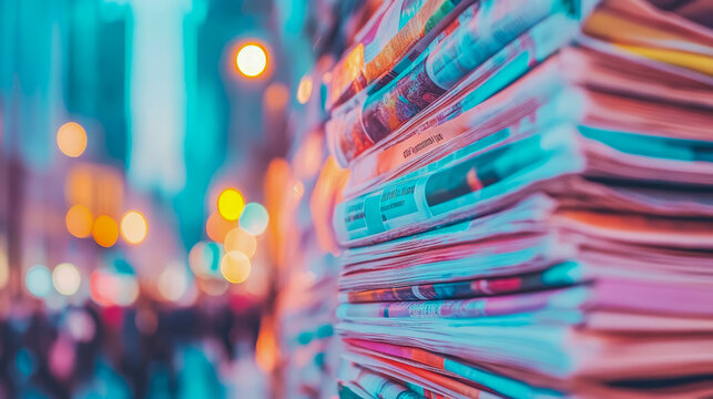 Newsprint Stack: Abstract City Paper for Information and Print