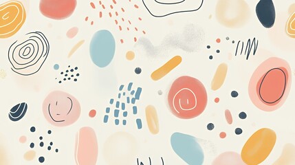 Abstract Pastel Shapes Pattern Design Background