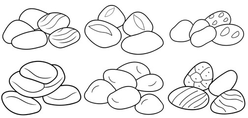 stones Outline Coloring Page Printable Line Art Drawing