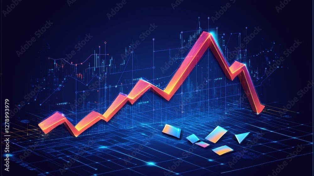 Fototapete a clean, futuristic banner featuring a shattered market graph with modern cyber elements and text sp