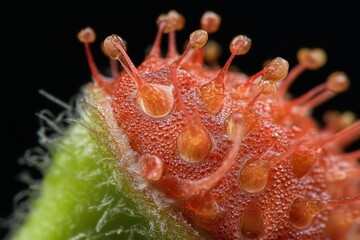 Macro Photography of a Sundew Plant's Tentacles