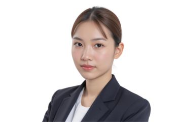Empowering Leadership: Businesswoman Manager in a Portrait Concept. Professional woman in a black suit, isolated on transparent background