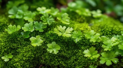 A detailed close-up image showcasing a vibrant green plant adorned with numerous small leaves, highlighting its natural beauty and intricate texture.