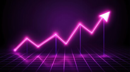 Fototapeta premium A collapsing business line graph on a futuristic banner with neon cyber highlights and soft shadow gradients.