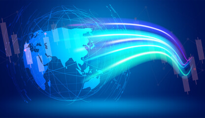 Planet earth and technology background with computer objects