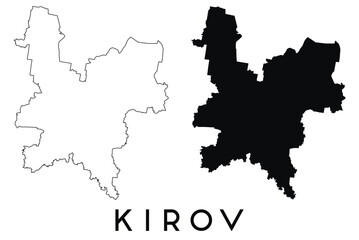 Kirov city map with black border outline vector
