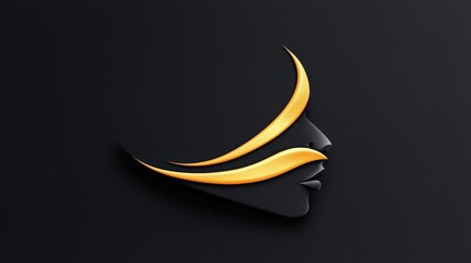 Obraz premium Elegant and Artistic Silhouette of a Face with Flowing Hair Design in Black and Gold Colors